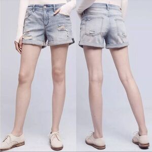 Pilcro and the Letterpress Hyphen Denim Shorts Distressed Size 26